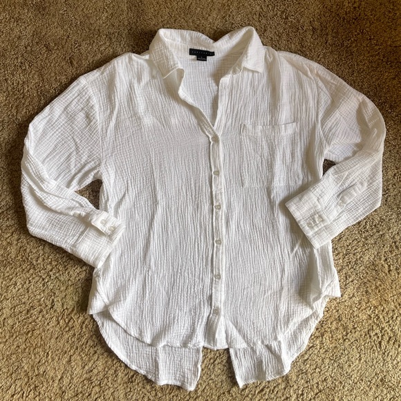 Women’s Large Sanctuary White Gauze Cotton High Low Top Neutral Contemporary - Picture 6 of 9